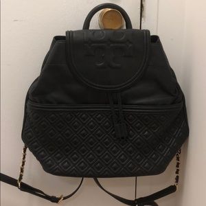 Large Tory Burch black Fleming backpack quilted